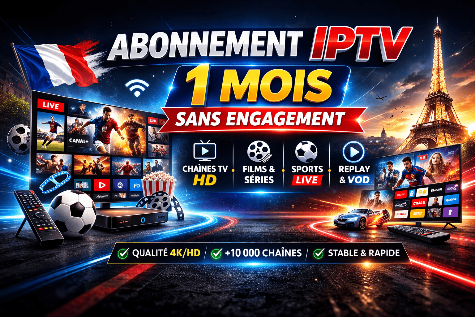 abonnement iptv 1 mois sans engagement france
